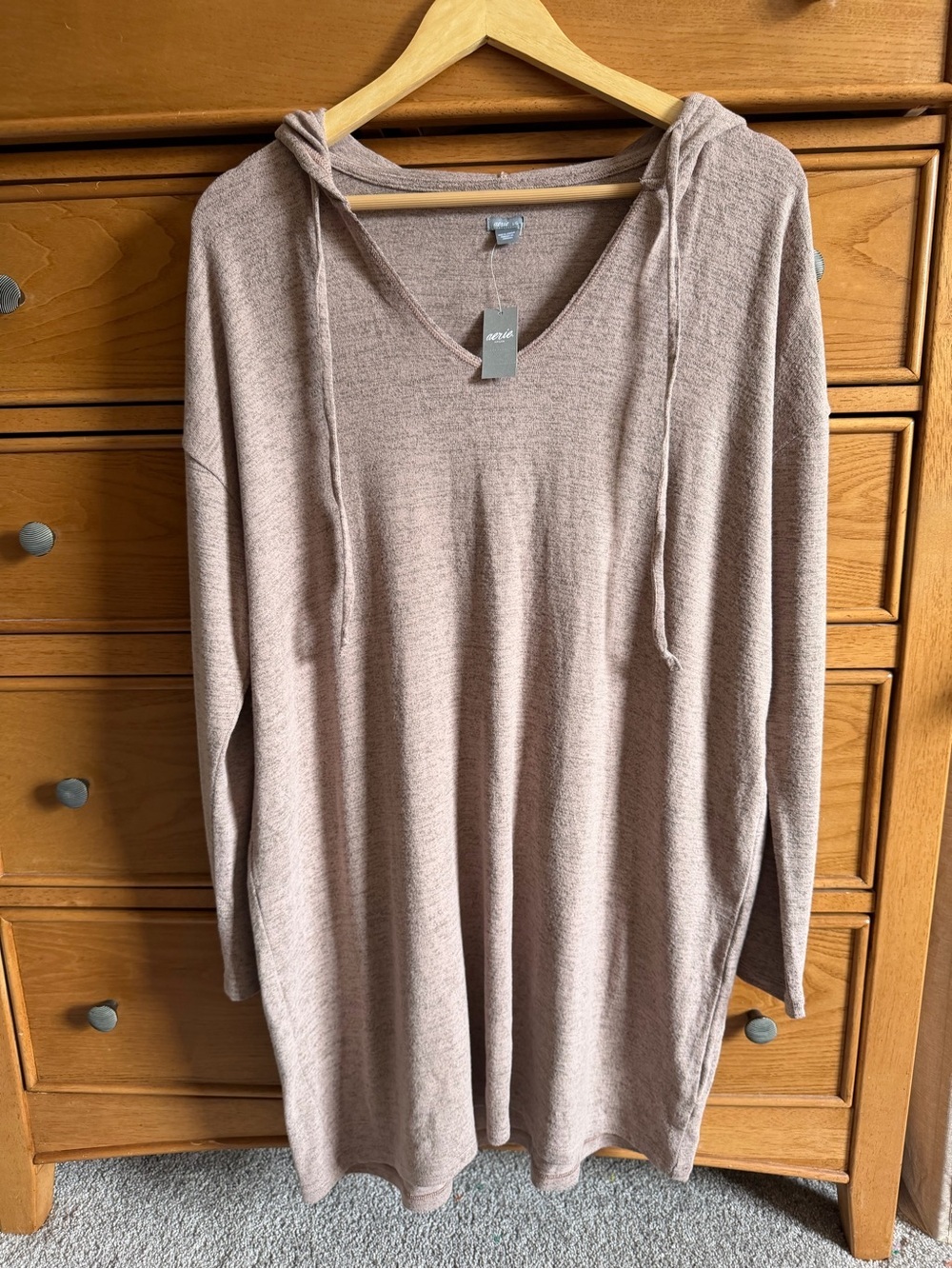 NEW Aerie Hooded Sweatshirt Mini Dress Womens Size Large Cozy Bohemian Beach